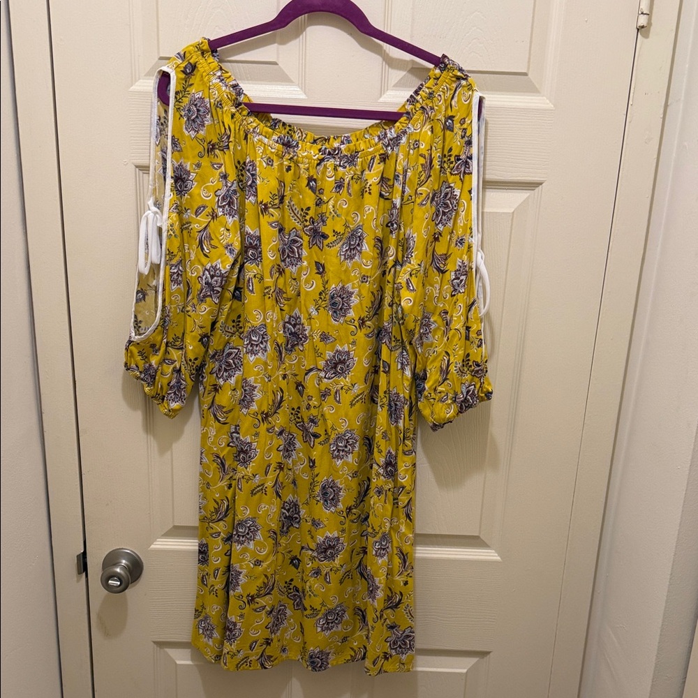 NAIF Yellow and Purple Floral Long Sleeve Dress